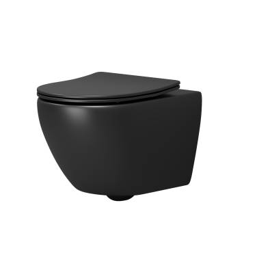 Grossman GR-4457BMSQ (520х360х320) безободковый,смыв торнадо,черный матовый с тонкой крышкой,микролифт,1 место