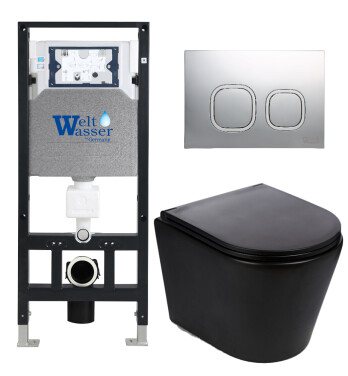 Унитаз с инсталляцией WeltWasser AMBERG 506 + SALZBACH 043 MT-BL + AMBERG RD-CR