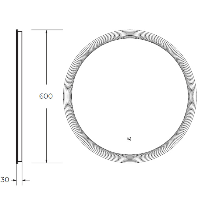 Cezares Eco 60 CZR-SPC-ECO-600-LED-TCH с подсветкой с лазерной гравировкой и сенсорным выключателем