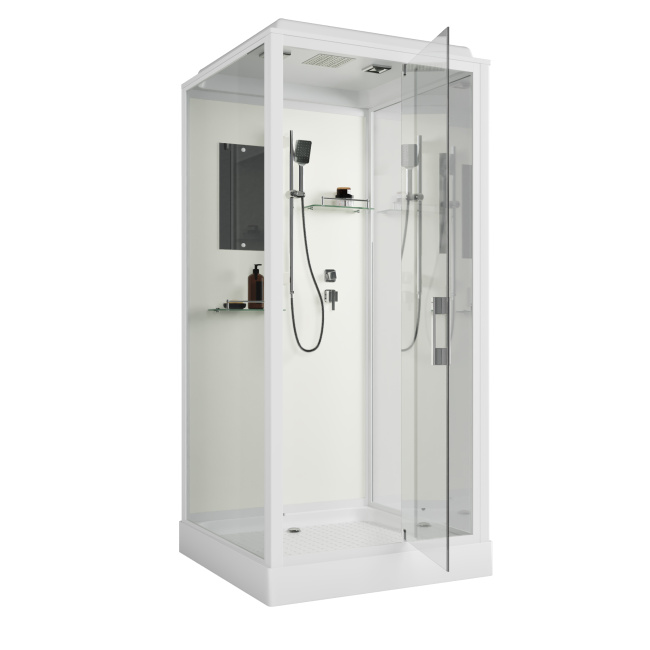 Niagara Standart ST90/15Q (90х90х215) квадрат,поддон 15см,распашная,проф.белый,3 места
