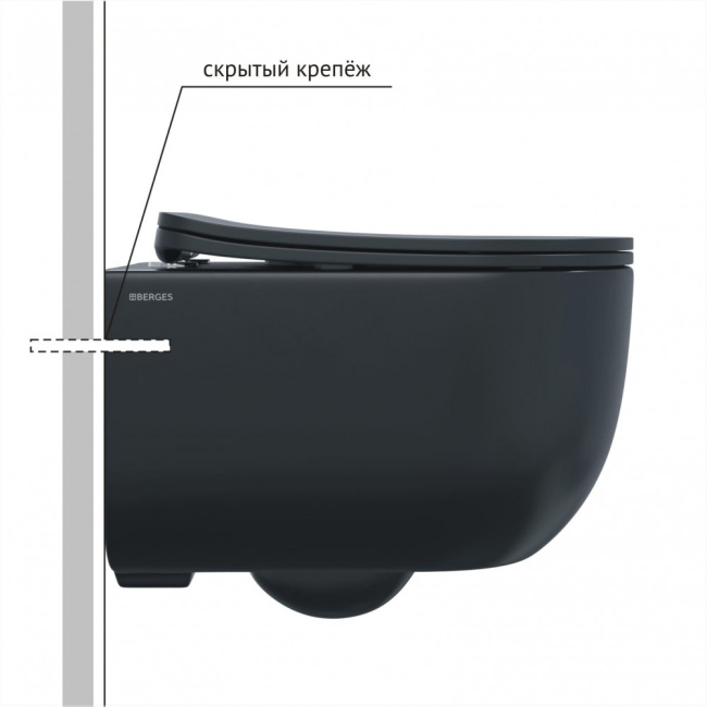 BERGES VENTAS Black Rimless 49 см, сиденье дюропласт Ventas Slim SO, микролифт, быстросъём(082136)