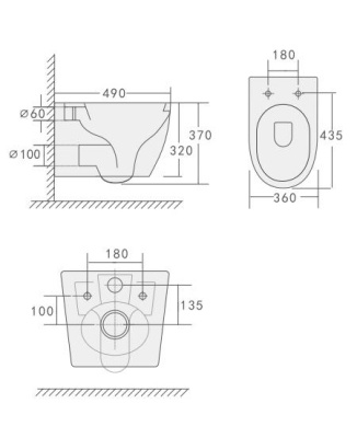Ceruttispa ORLTER Aria UF подвесной безободковый CT10572 (490х360х370)