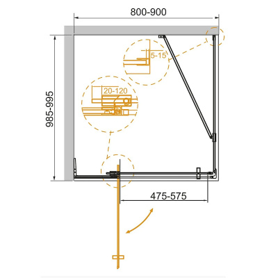 Cezares Slider 90x100 SLIDER-AH-1-80-90/100-BR-Cr профиль Хром стекло бронзовое без поддона