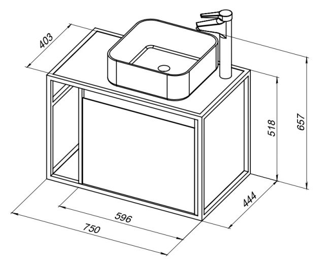 Aquanet Nova Lite Loft 75 R дуб рошелье