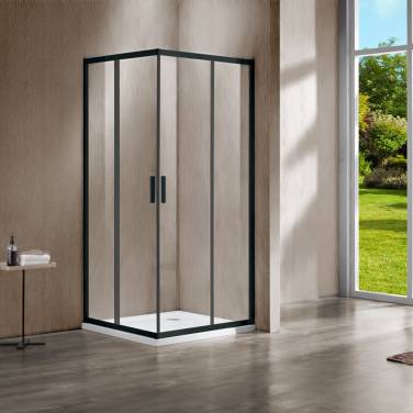 Vincea Garda VSS-1G8011CLB, 1100*800, черный, стекло прозрачное без поддона