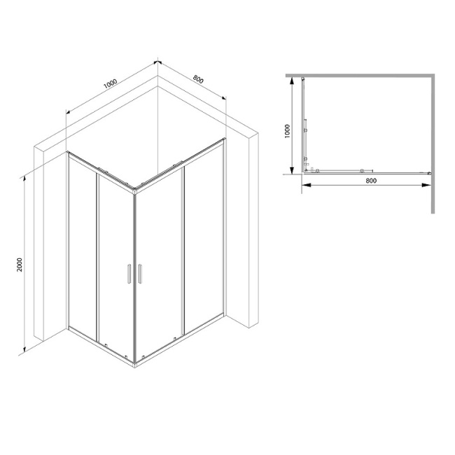 AM.PM Gem S 100х80 W93G-404-100280-BT профиль Черный матовый стекло прозрачное без поддона