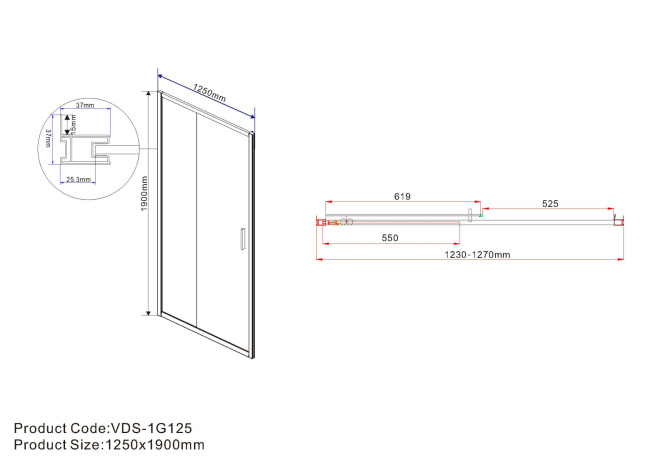 Vincea Garda VDS-1G125CH, 1250, хром, стекло шиншилла