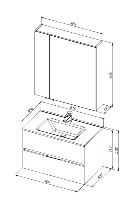 Aquanet Алвита New 80 2 ящика, белый матовый