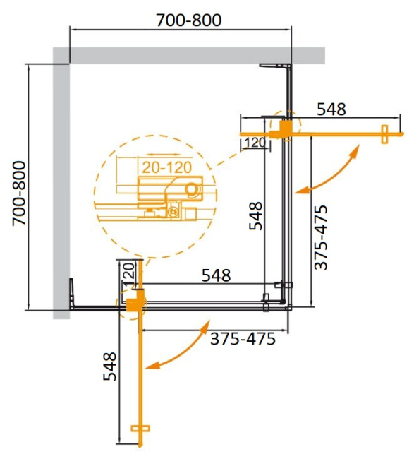 CEZARES SLIDER-A-2-70/80-BR-GM без поддона