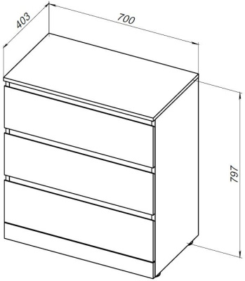 Aquanet Сканди 700x400 Дуб эдгрейн (3 ящика)