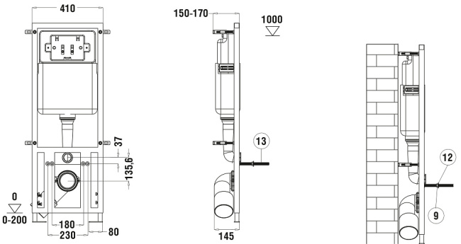 Унитаз с инсталляцией WeltWasser MARBERG 410 + SALZBACH 043 MT-BL + MAR 410 RD GL-WT
