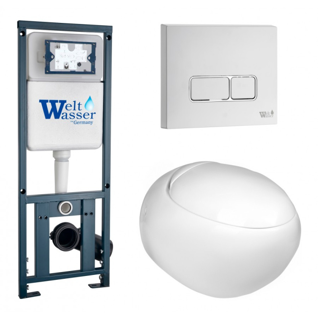 Комплект Weltwasser 10000010722 подвесной унитаз Jeckenbach 004 GL-WT + инсталляция Marberg 410 + кнопка MAR 410 SE GL-WT