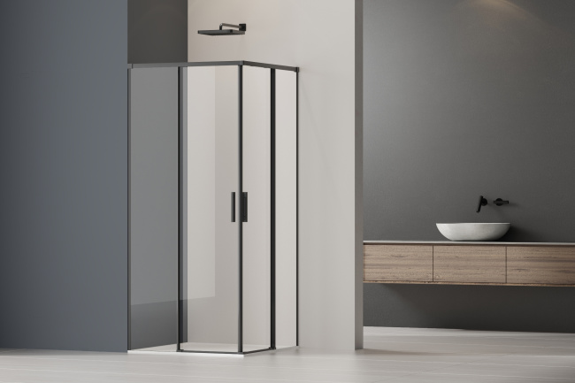Vincea Soft 2 VSS-3SO2800CLB, 800*800, черный, стекло прозрачное