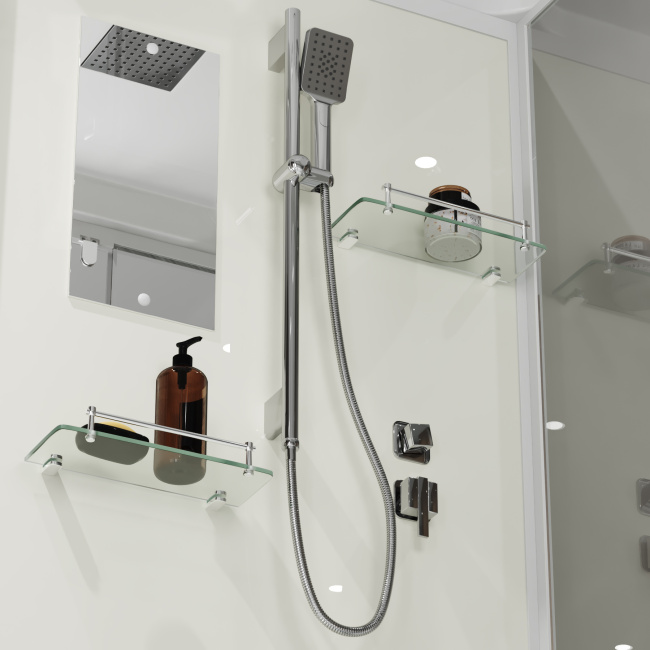 Niagara Standart ST90/15Q (90х90х215) квадрат,поддон 15см,распашная,проф.белый,3 места
