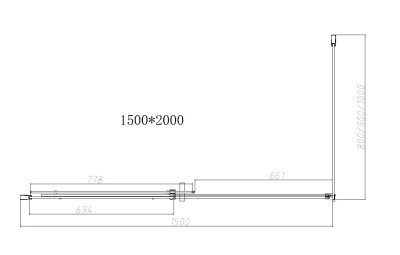 Vincea Dice VSR-4D9015CLB, 1500*900, черный, стекло прозрачное
