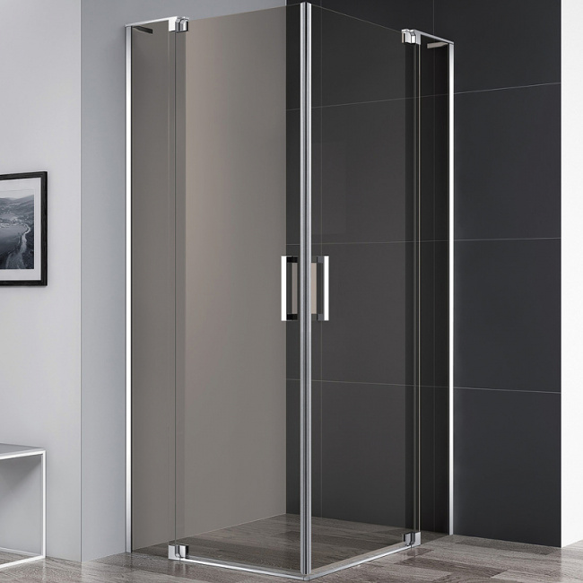 Cezares Slider 110х90 SLIDER-AH-2-80/90-100/110-BR-Cr профиль Хром стекло бронзовое без поддона