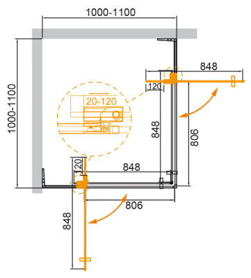 CEZARES SLIDER-A-2-100/110-C-GM без поддона