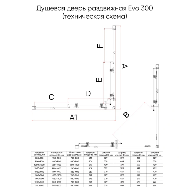 Veconi E3-GR Арт. E3-GR-12090-12-C9 Стекло тонированное 6 мм (1180-1200x880-900/1950)
