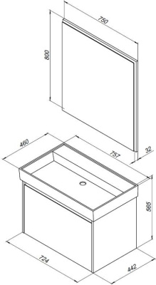 Aquanet Nova Lite 75 дуб рустикальный (1 ящик)