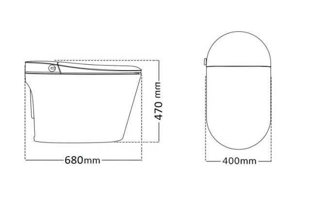 Ceruttispa Smart унитаз напольный ESTER с дистанционным управлением CT10617 (680x400x470)