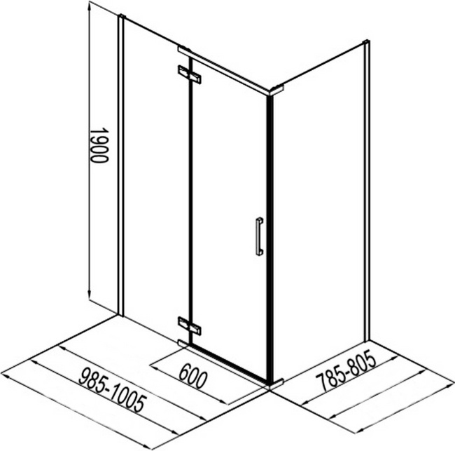 Aquanet Logic RC1000 AE32-S-100x80U-CT 1000x800, прозрачное стекло без поддона
