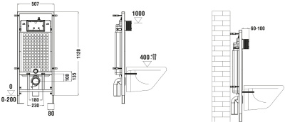 Унитаз с инсталляцией WeltWasser MARBERG 507+MERZBACH 041 XL MT-BL+MAR 507 SE GL-WT черный матовый/кнопка белая глянец