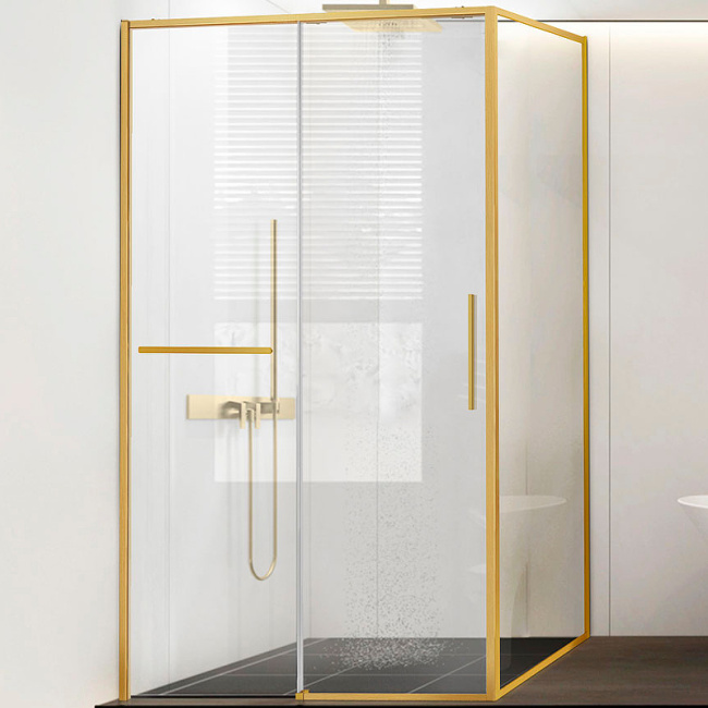 Vincea Slim Soft 140x90 VSR-1SS9014CLG профиль Брашированное золото стекло прозрачное без поддона
