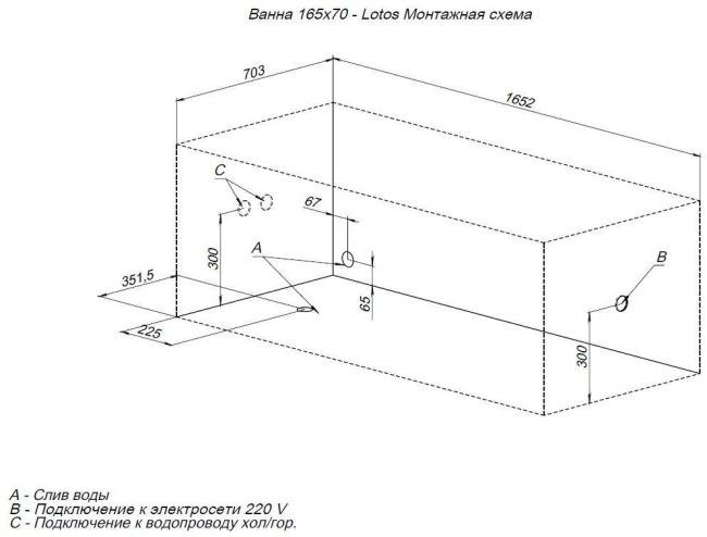 Aquanet Lotos 165x70 (с каркасом)